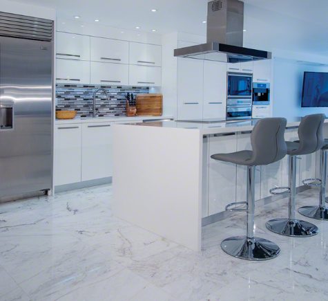 Marble Flooring - White Kitchen