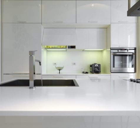 White Kitchen - Cleaning Countertops