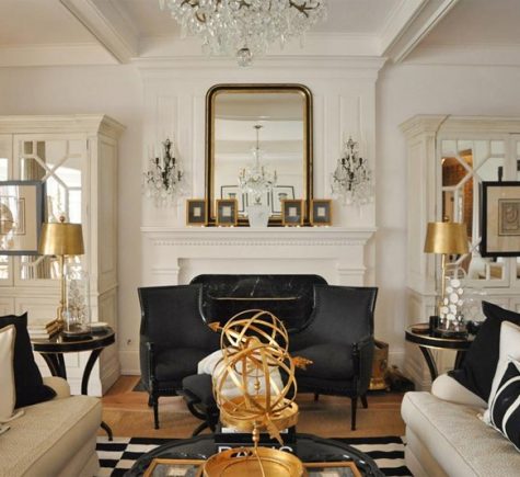 White, Black and Gold Living Room